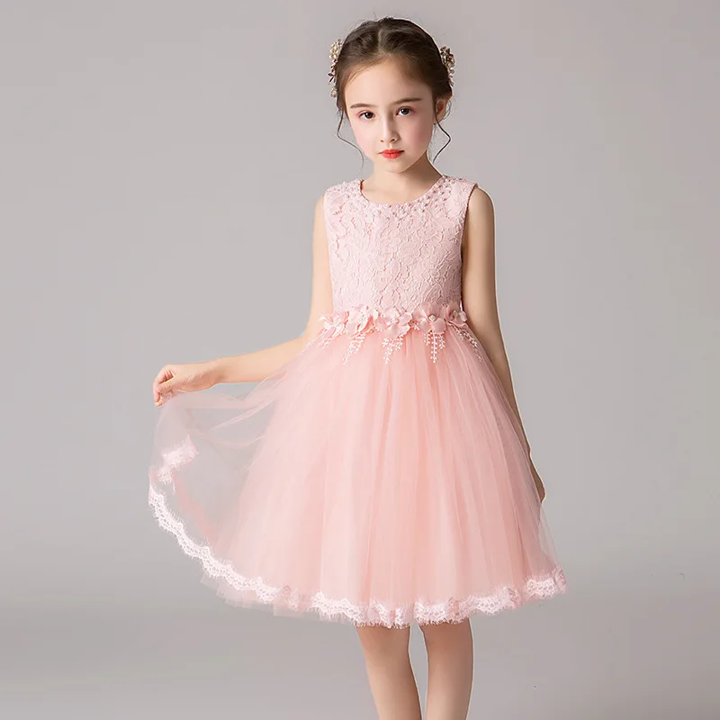 Vestidos  Elegant Girl Dress Summer Mesh Ball Dress Kid Bridesmaid Dress Evening Dress Ball Tank Top Sun Dress Princess Dress