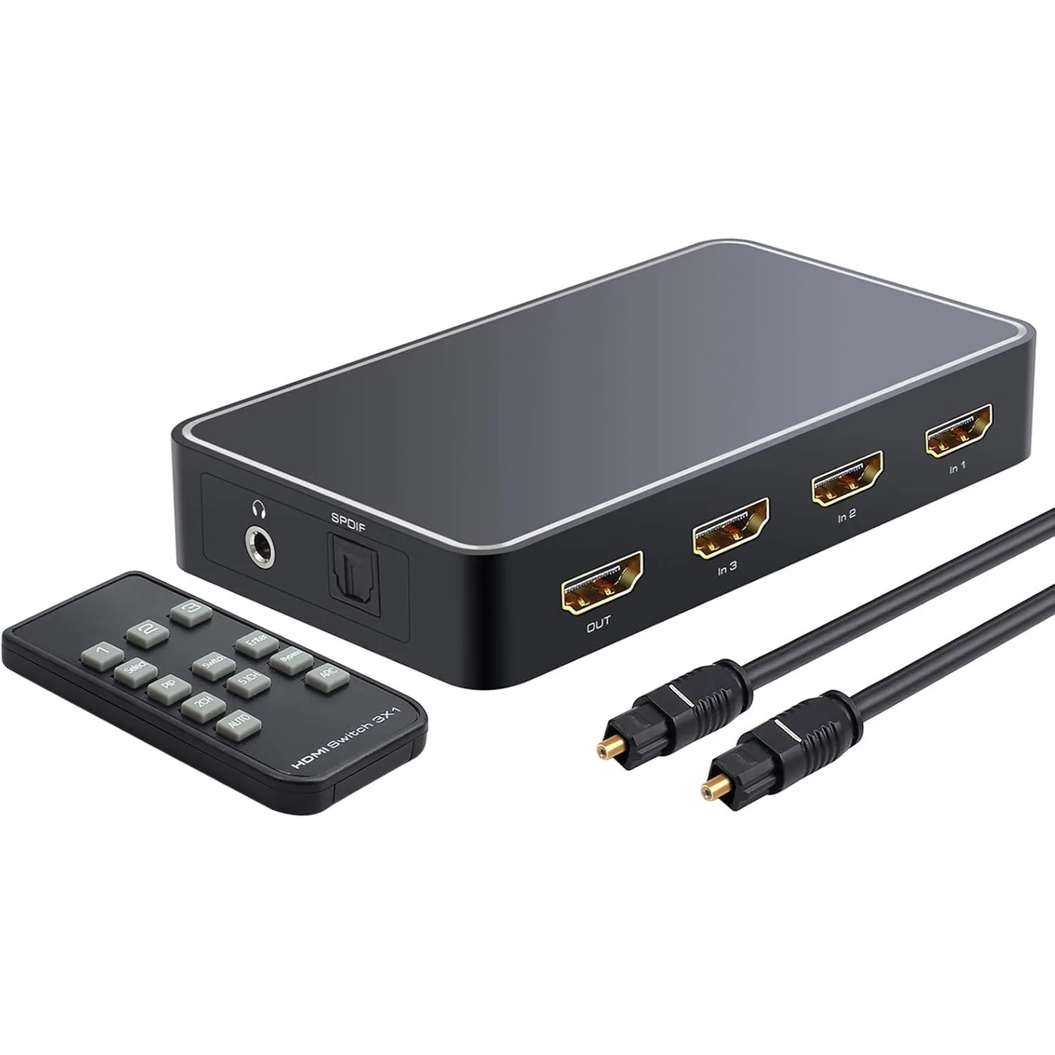 

3 Port HDMI Switch with Audio Extractor HDMI Switcher HDMI to HDMI Optical TOSLINK SPDIF and 3.5mm Audio with PIP IR Remote