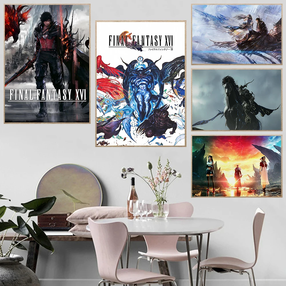 Classic Game Final F-Fantasy 16 Minimalist Character Posters Prints Canvas Painting Wall Art Picture Living Room Cafe Home Decor
