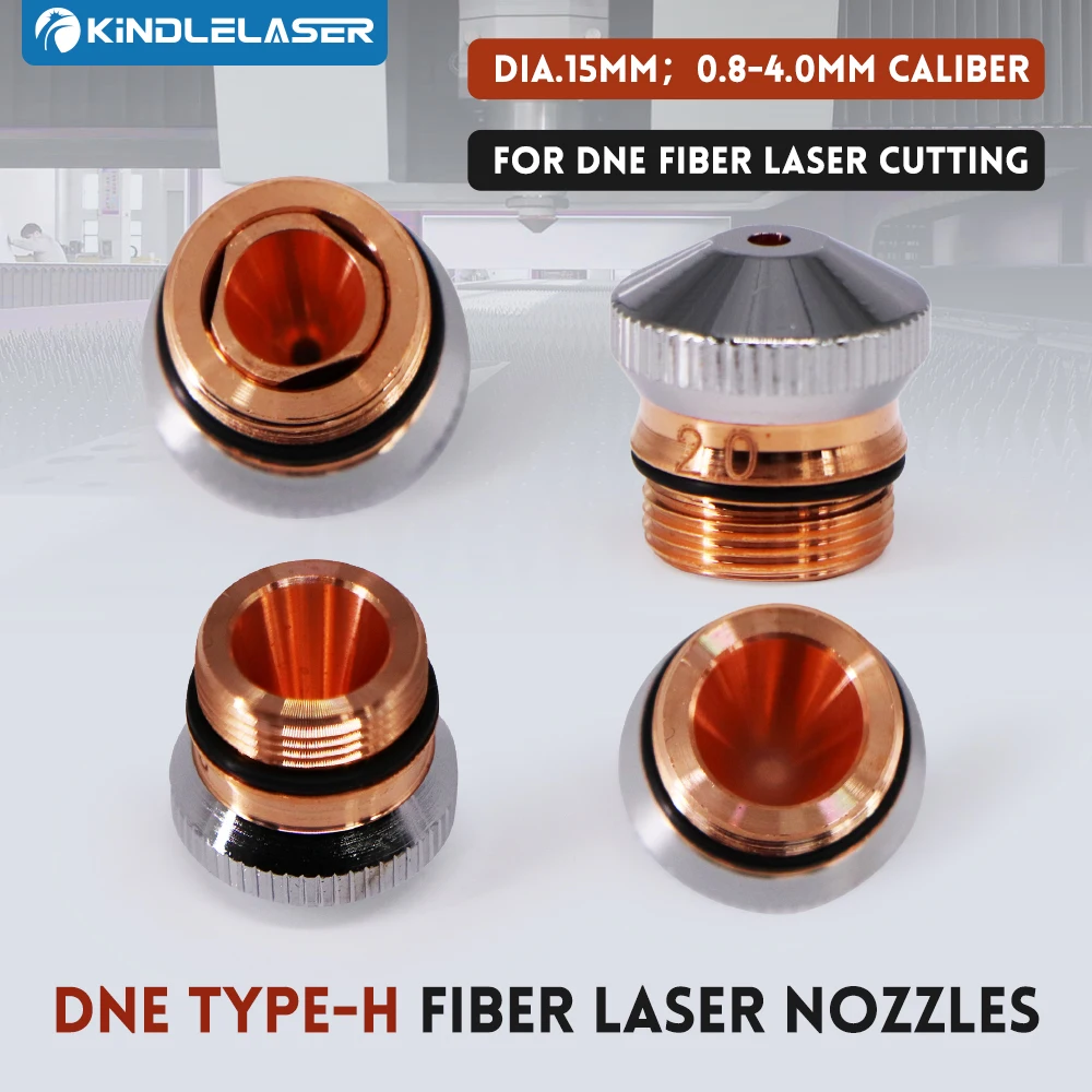 KINDLELASER DNE Laser Nozzles Chrome-plated Single/Double Layers D15mm H15mm Caliber 0.8-4.0mm for DNE Fiber Laser Cutting Head