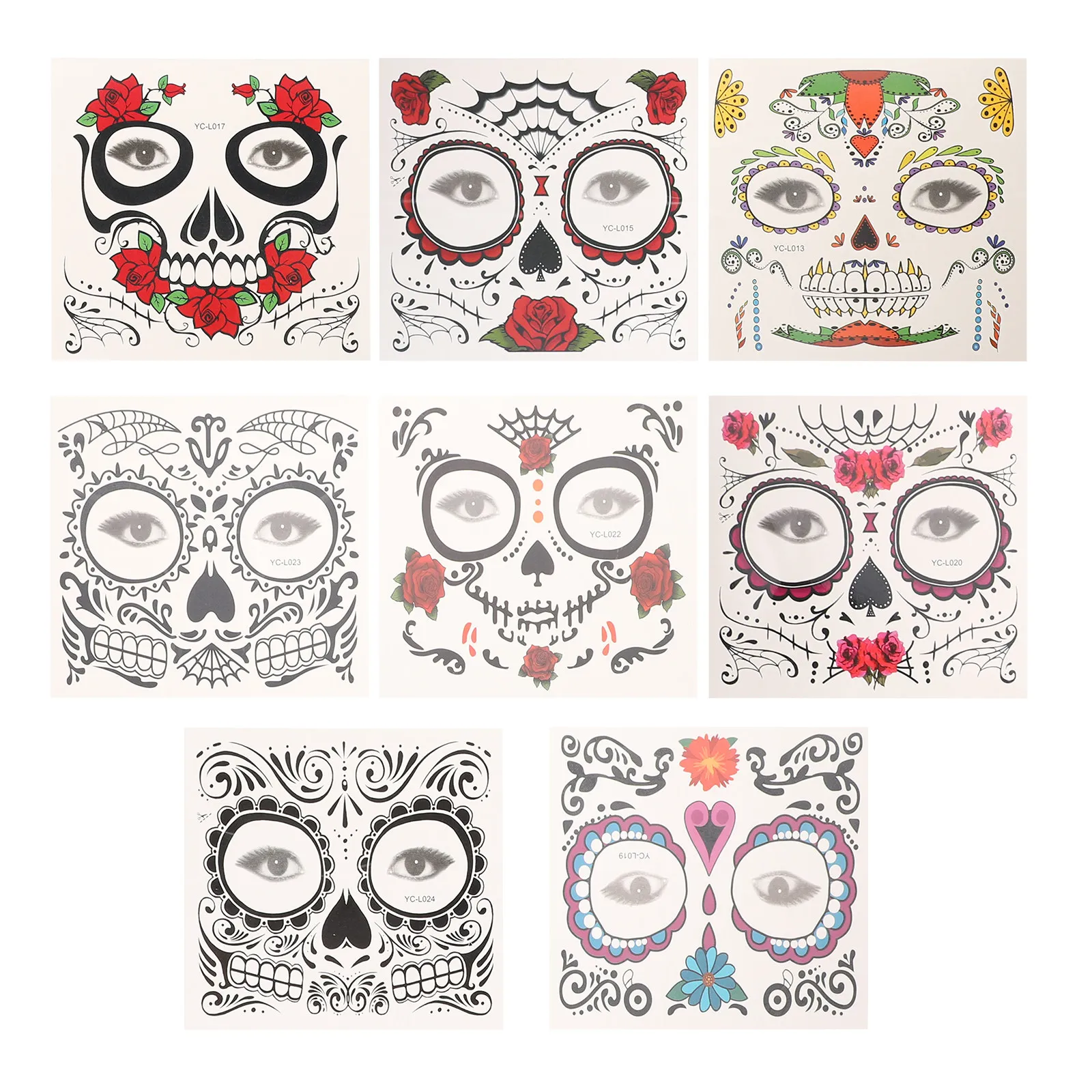 

8pcs Halloween Face Stickers Waterproof Temporary Tattoos Party Supplies Scratch Resistant Safe Festive Accessories