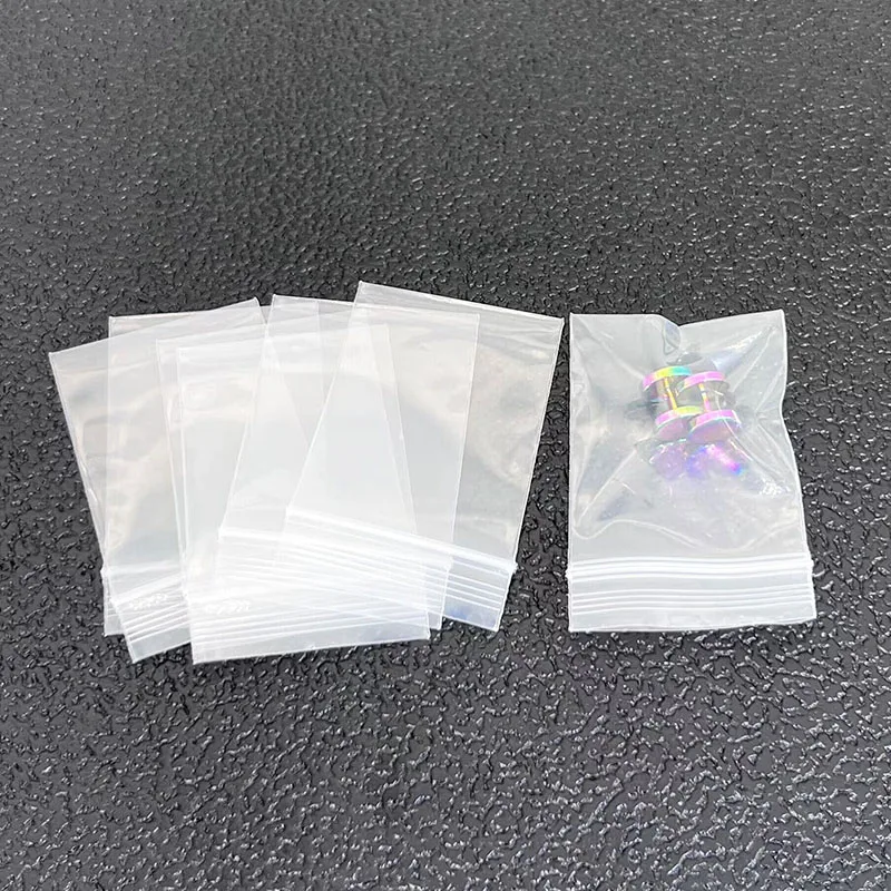 11* White Thick Mini Ziplock Bag 100pcs/pack, Clear Big to Small ZIP Bag Plastic Sealed Bags Waterproof, Jewelry Packing Display