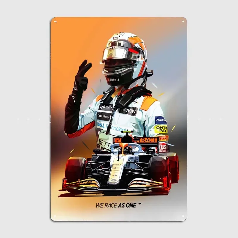 Lando Norris Monaco F1 Metal Wall Art Mural Metal Signs Vintage Modern Home Decoration Accessories Garage Bedroom Decor Man Cave