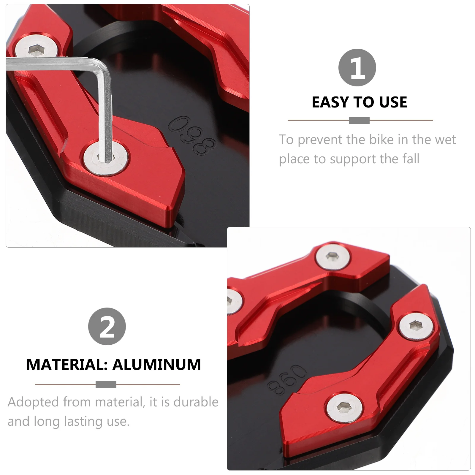 

Удлинительная накладка для боковой подножки мотоцикла, красная, усиленная, для увеличения площади опоры, предотвращает провал в мягкой земле