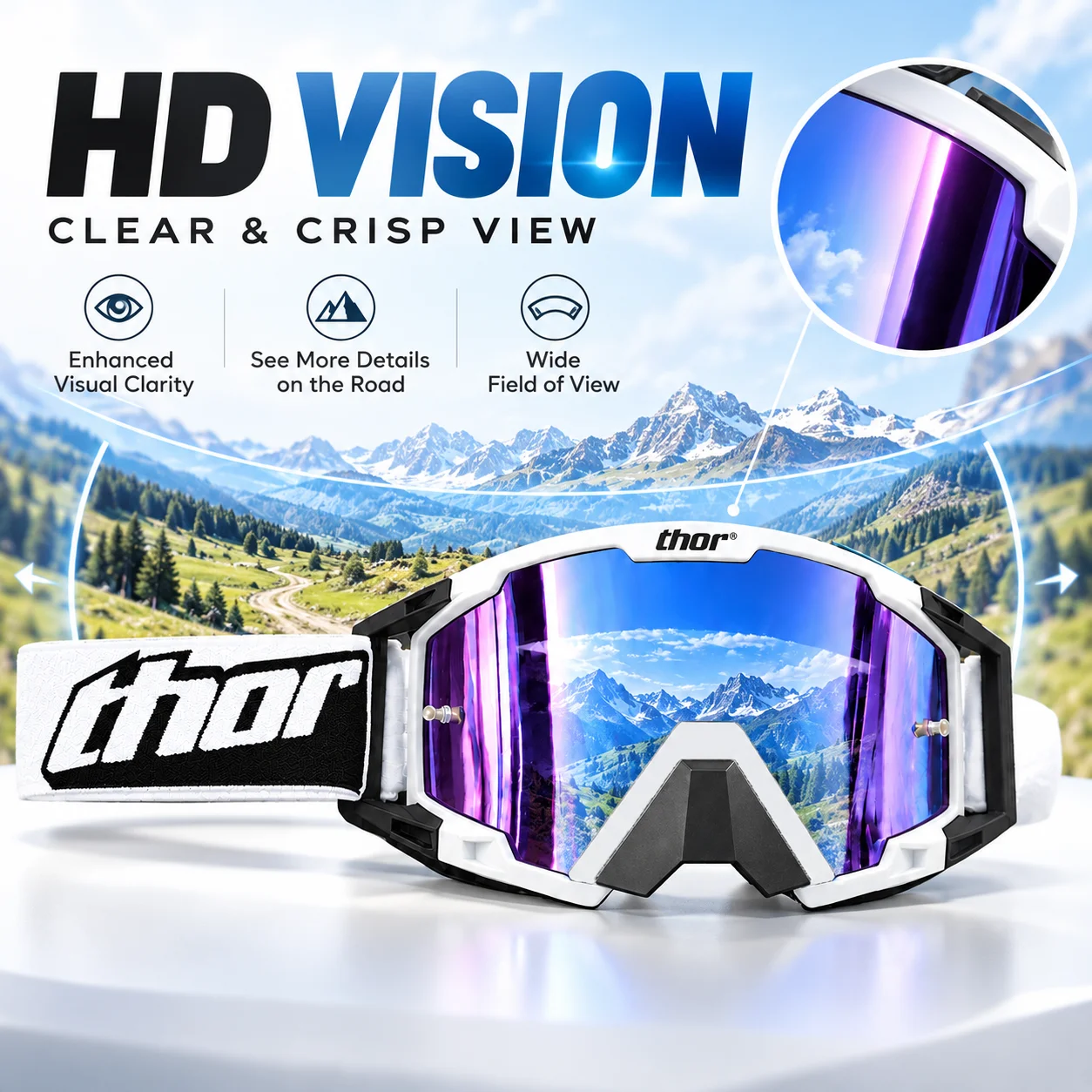 OTG Motorcycle Goggles Over Glasses Motocross ATV Dirt Bike Riding Racing Eyewear Off Road MX Enduro Powersports Glasses