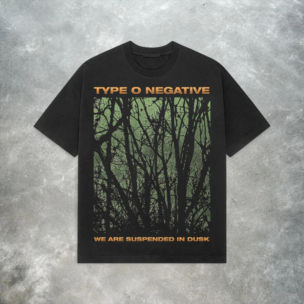 Retro Typ O Negativ Band T-Shirt Y2K Gothic Grunge Shirt 100% Baumwolle Locker Sitzend Unisex Mode Lässiges T-Shirt Grafik-T-Shirts