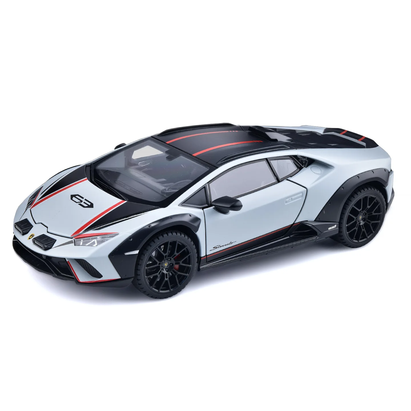 Simulação 1:24 modelo de carro em liga Lamborghini STO, portas e capô do motor, porta-malas pode ser aberta, presentes de retorno de som e luz