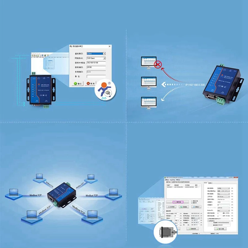 Support de serveur Modbus RTU et TCP USR-TCP232-410S prise US Convertisseur Ethernet série RS232 RS485 vers TCP/IP