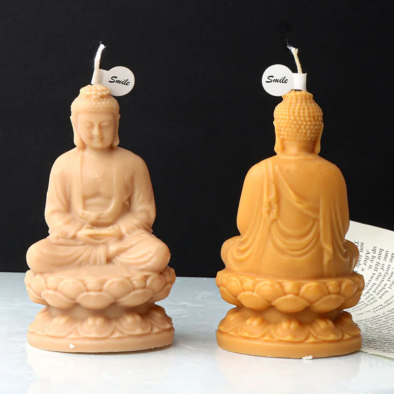 

3D Meditation Buddha Silicone Mold Sakyamuni Statue Abstract Scented Candle Making Plaster Mould Concrete Casting Molds Decor