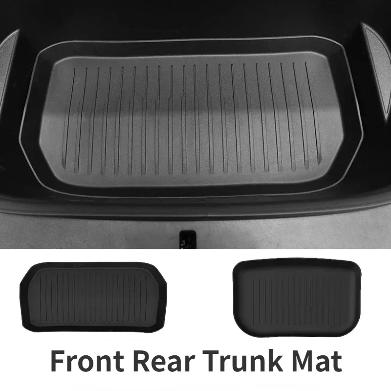 For Tesla Model Y Front Rear Trunk Mat TPE Storage Box Pads Protective Cover Cargo Liner Trunk Tray Floor Mat Accessories 2024