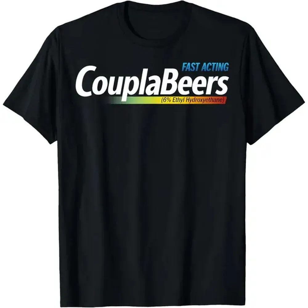 CouplaBeers Menswear Fitted T-Shirt - Funny Meme Design, Comfy Fabric, Classic Style, Fast Acting, Casual, Breathable