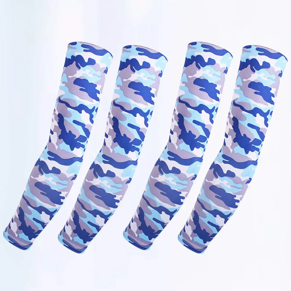 2-ペア日焼け止めアームスリーブポリエステル通気性伸縮性弾性肘ブレース迷彩アウトドアスポーツランニングサイクリング紫外線