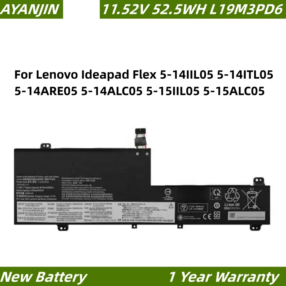 

L19M3PD6 L19L3PD6 4585mAh Laptop Battery For Lenovo Ideapad Flex 5-14IIL05 5-14ITL05 5-14ARE05 5-14ALC05 5-15IIL05 5-15ALC05