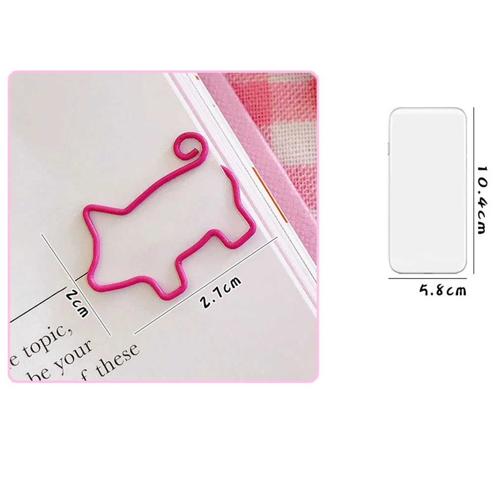 

20pcs Clips Creative Metal Adorable Office Paper Clips Pig Shape Bookmark Office School Supplies Gifts Desk Accessories