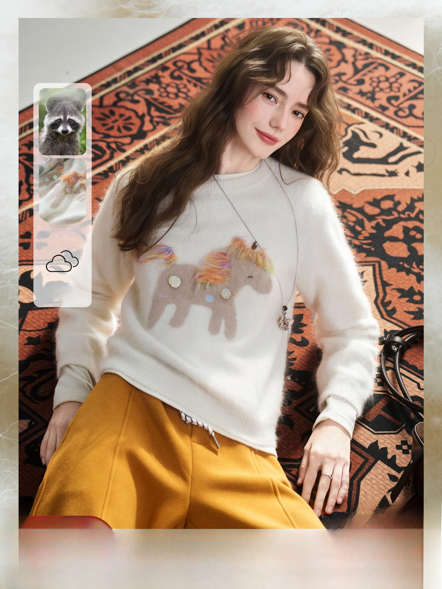 

Вязаный свитер из меха сухого медведя для женщин, зимнее пальто, прямой крой, из кроличьего меха, средней мягкости, с длинными рукавами