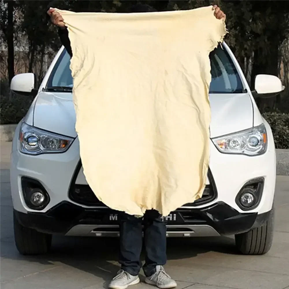 Panno per la pulizia della pelle in camoscio naturale per la cura dell'auto Panno per la pulizia della pelle di pecora genuina Asciugamani ultra assorbenti ad asciugatura rapida in pelle scamosciata per il lavaggio dell'auto