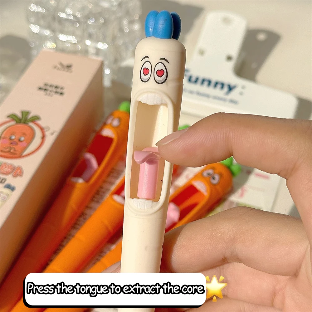 

4pcs/lot Funny Screaming Carrot Tongue Gel Pens 0.5mm Carrot Writing Pen Black Ink for School Stationery Office Party
