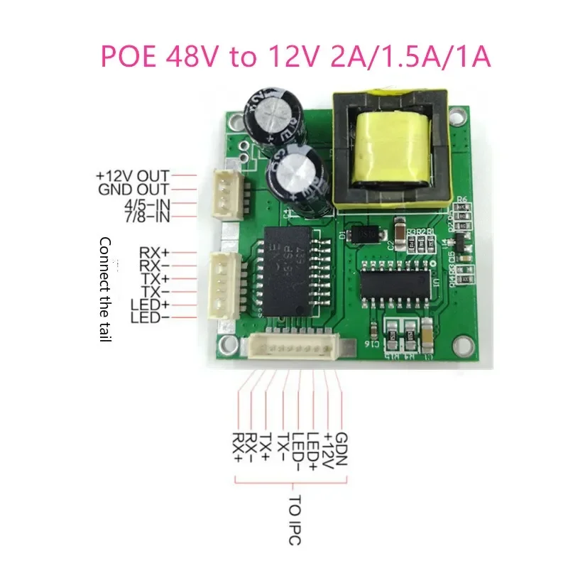 Módulo PD POE de 48V, 12V, 1A/1,5A/2A, 5V2.4A/4A, 15W/18W/25W, 100M, divisor POE, inyector POE, adaptador de corriente para monitor de cámara de puerta