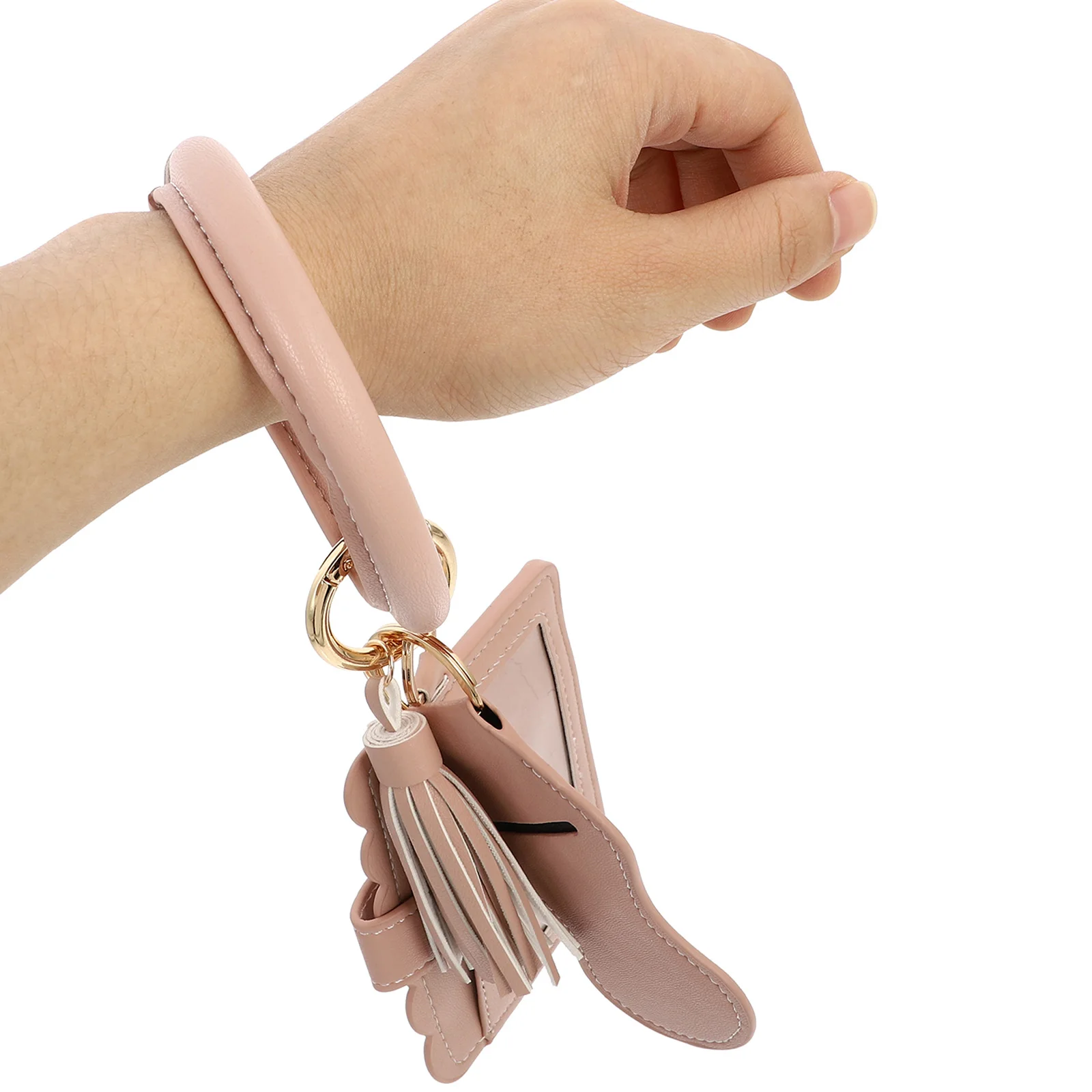 

Lipstick Pouch PU Compact Portable Wrist Bracelet Key Chain Holder Case for Lip Balm Cards Bag Fashion Organizer