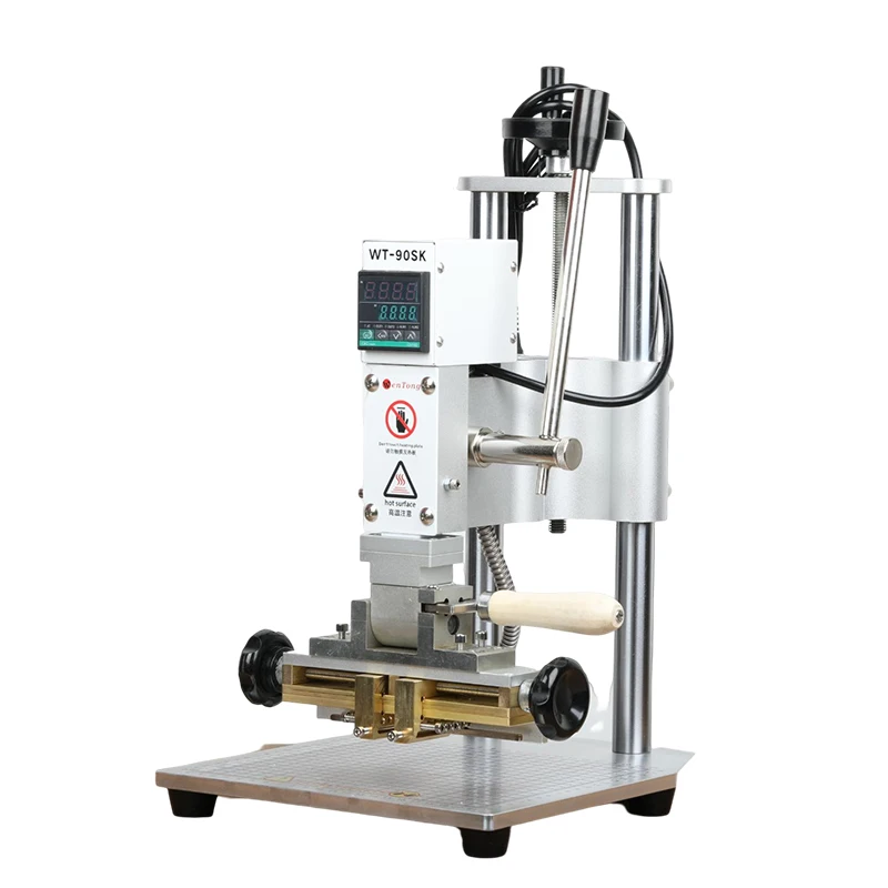 WT-90SK mini máquina de carimbo quente digital ouro e prata logotipo de couro digital em relevo t-slot máquina de carimbo quente