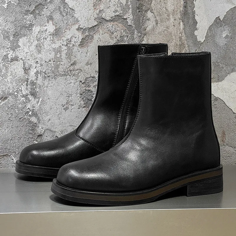 Vintage Mens Boots Luxury Handmade Quality 2026 Spring Comfortable Outdoor Elegant British Style Ankle Business Social Shoes Man