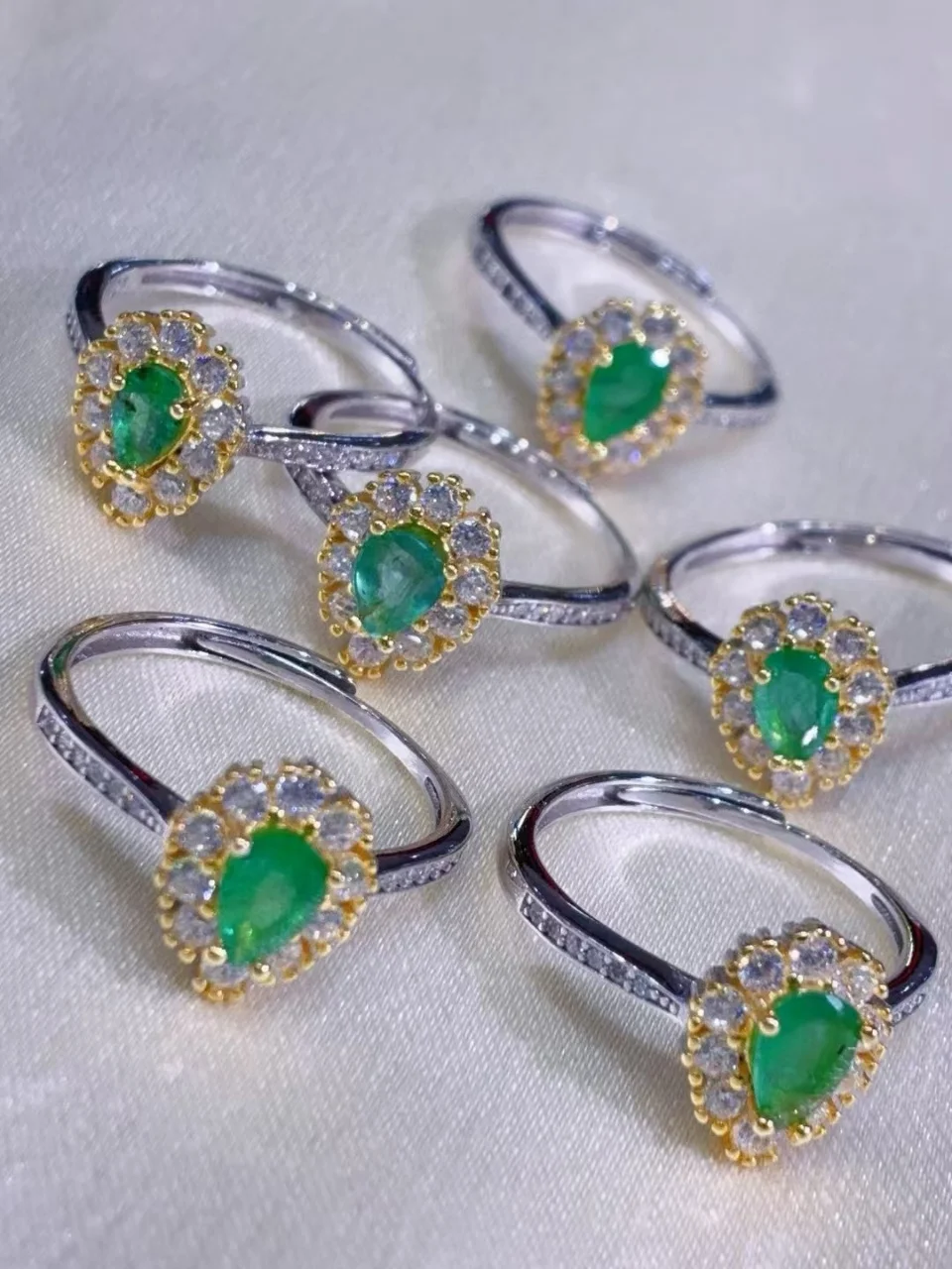 Certificate 925 Silver Natural Emerald Oval Ring Vintage Dandelion Flower Halo Diamond Tail Band Fine Jewelry For Wedding Gift