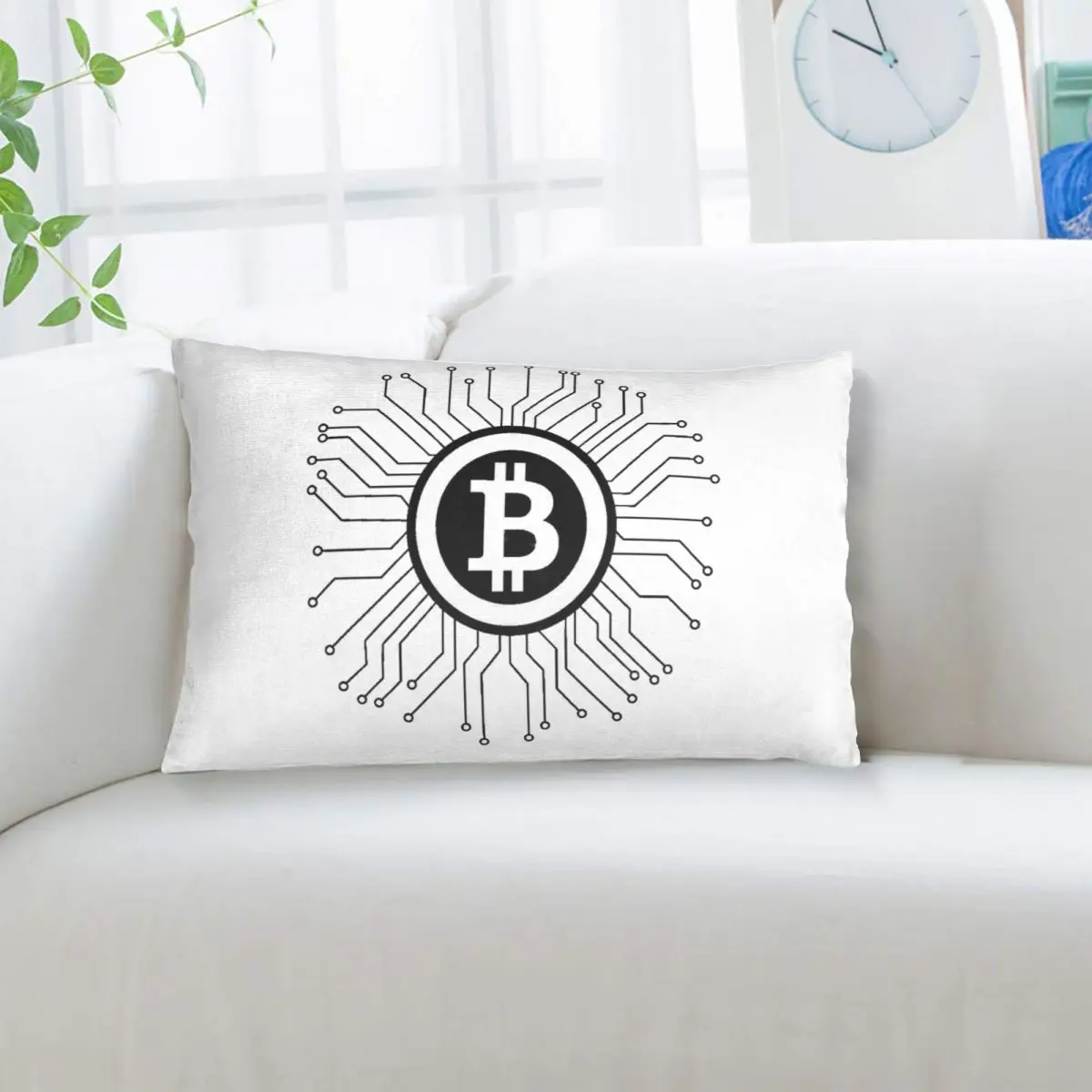 Housse de coussin rectangulaire décorative Bitcoin BTC Crypto Currency pour chambre à coucher, lit, maison, confortable