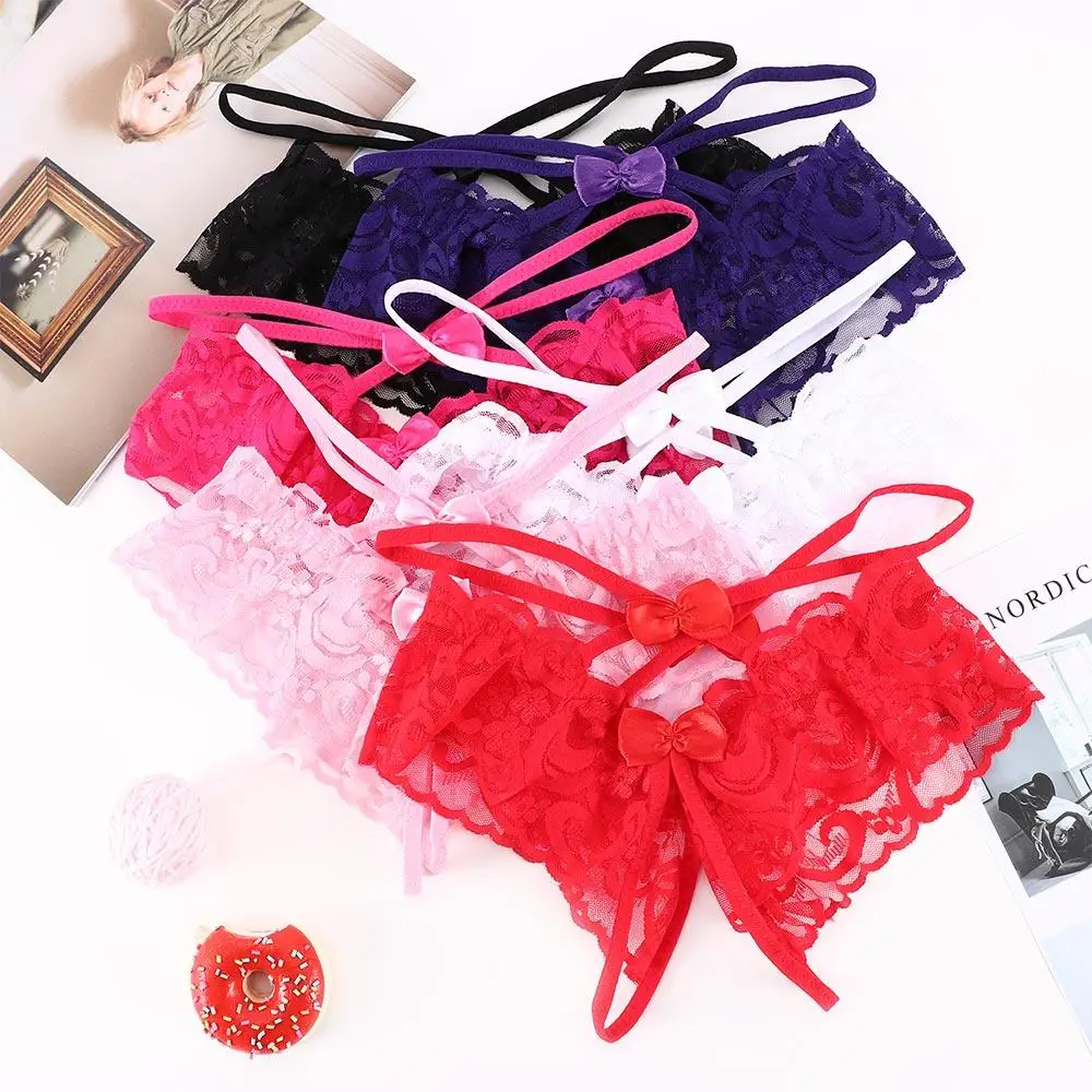 

Open Crotch Bows Lace Panties Thongs Erotic Lingerie Underwear