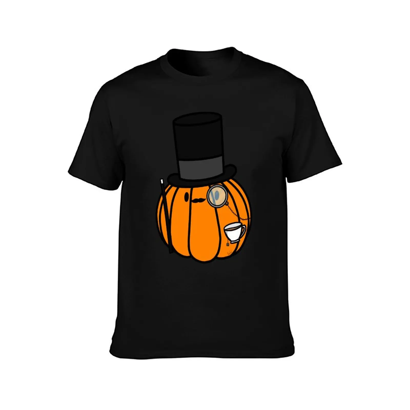 Classy Fancy Pumpkin With A Mustache, Top Hat, Cane, Monocle, And Tea In A Teacup T-Shirt High Elasticity Sports T-Shirt