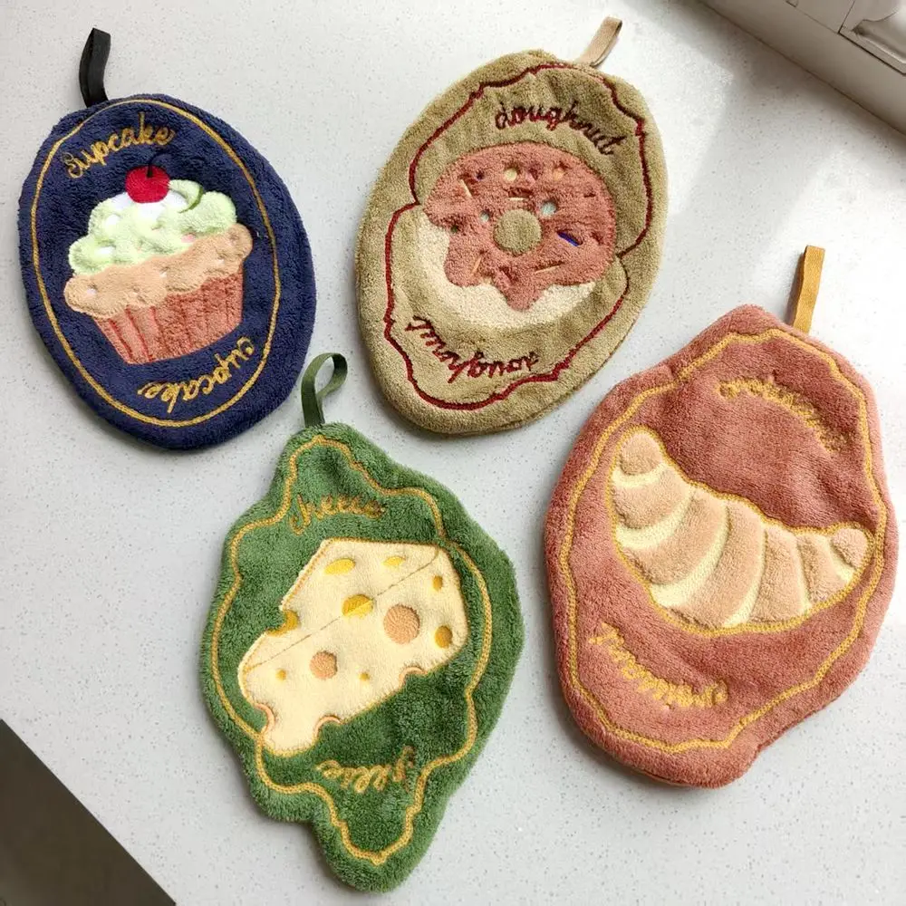 New Cake Croissant Cute Hanging Hand Towel Absorbent Quick Dry Coral Fleece Thick Kids Souvenir