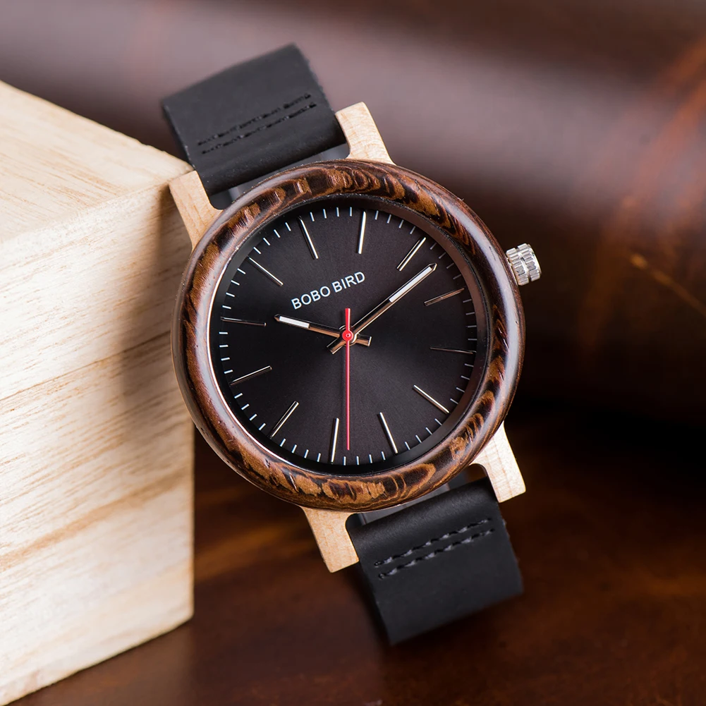 BOBO BIRD Wood Watches Leather Watch for Men Special Prices Wristwatches High Quality Wooden Timepiece Clock Man Customized