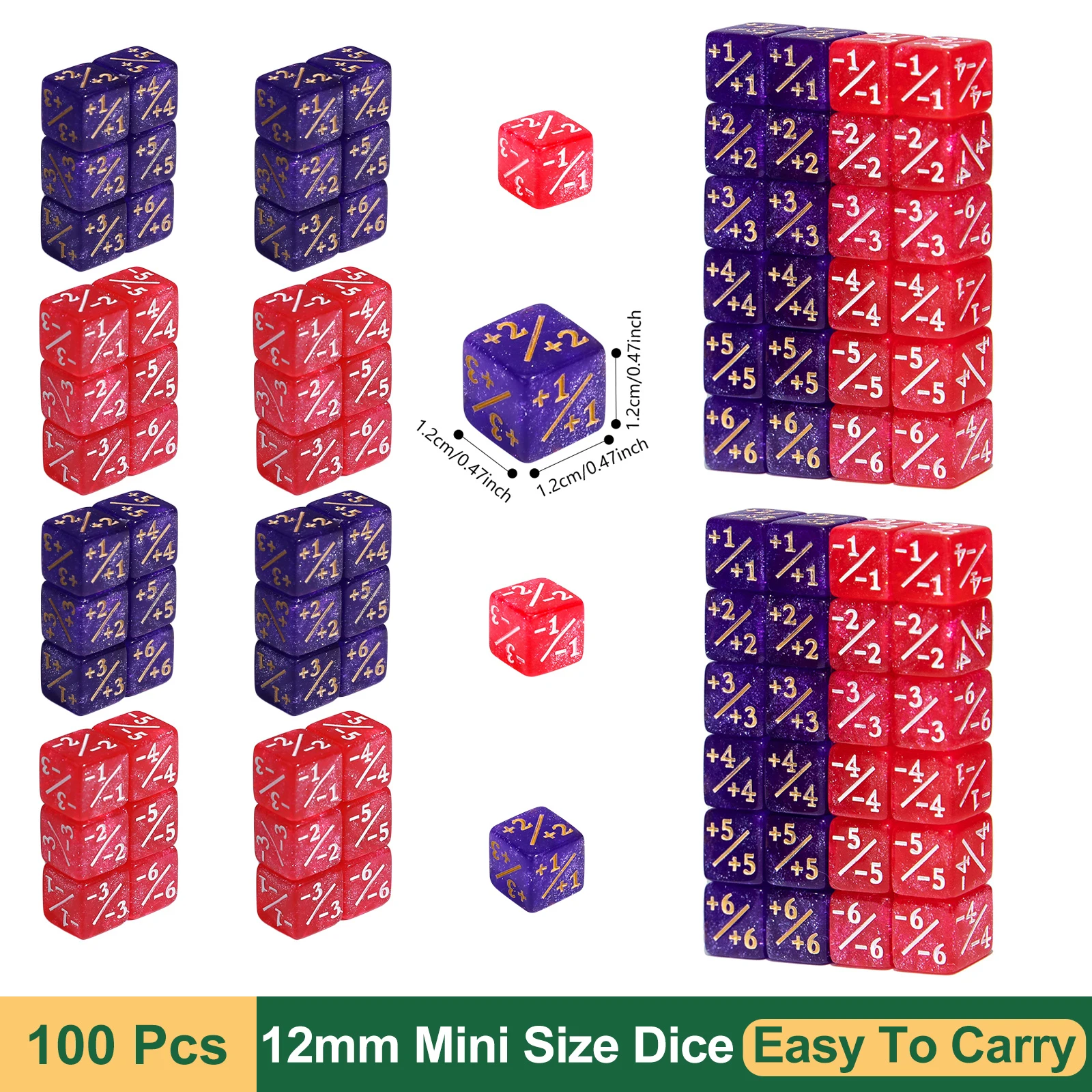 100PCS MTG Dice Counters 12mm Compatible with Multifunctional Wargaming 40k,TCG,D&D,40k,Card Game Accessorie Christmas Gift Toy