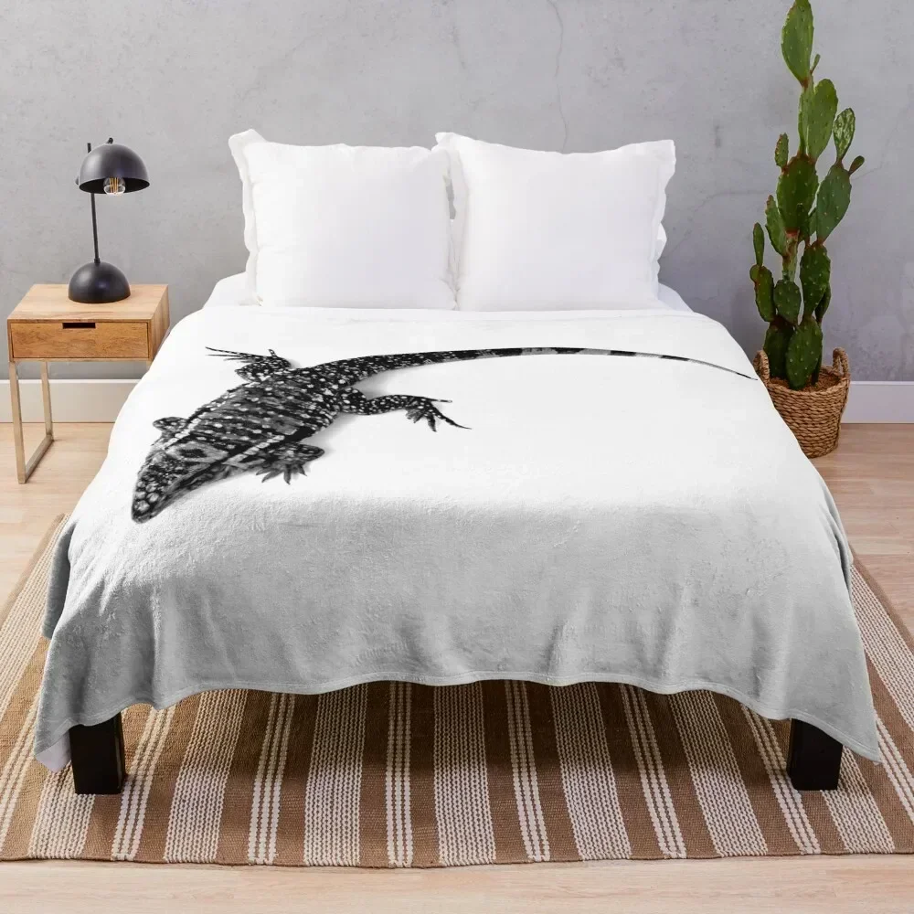 

Black and White Tegu Lizard Throw Blanket Fluffy Cozy Throw Blanket for Home Decor