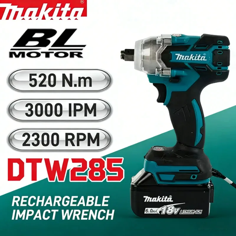 

Makita DTW285 Brushless Cordless Electric Impact Wrench 18V Rechargeable Power Tools Compatible with Makita 18V Battery