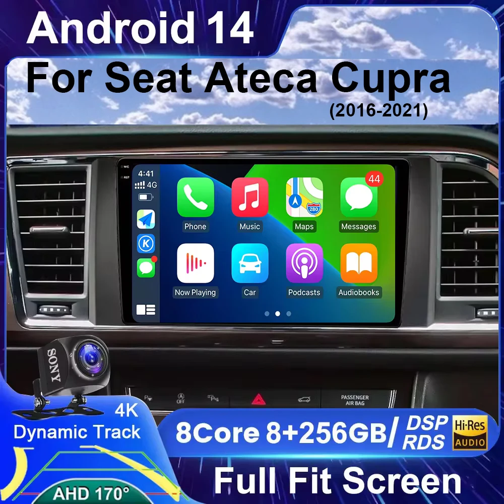 

Android 14 For Seat Ateca Cupra 2016 - 2021 Car Radio Navigation Multimedia Player Stereo WiFi+4G Video Head Unit BT 360 Camera