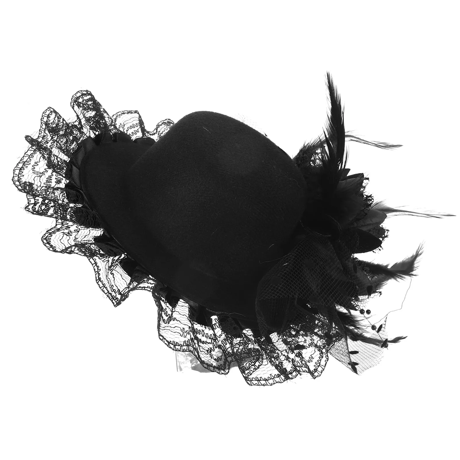 

Exquisite Plume Fascinator Mini Hat Top Hat Hair Clip Small Tea Party Decoration Women'S Tiny Elegant Gift For Birthday Holiday
