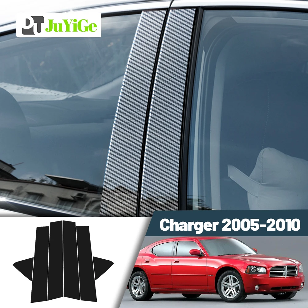 

Glossy Black Carbon Fiber Window Door Deal B C Pillar Post Cover Sticker For Dodge Charger 2005-2010 2006 2007 2008 2009