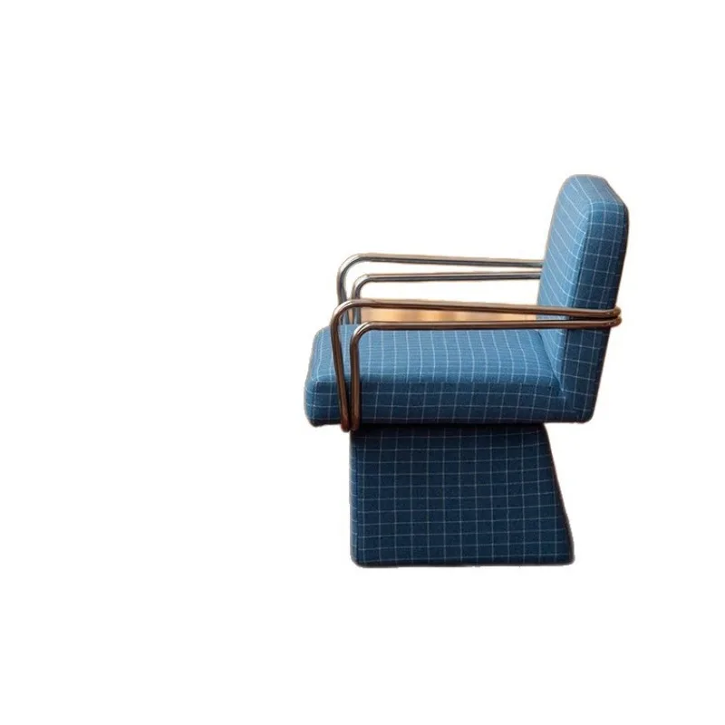 

Rotatable sofa chair, living room balcony casual lazy sofa chair modern simple blue plaid single chair