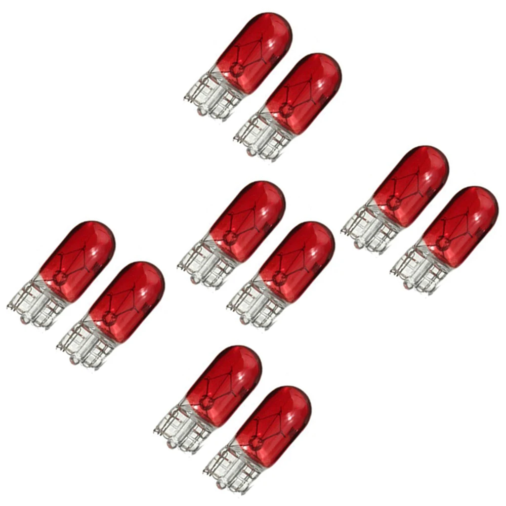 10pcs Red T10 501 W5W 194 12V 5W Wedge Car Auto Interior Side Light Dashboard Dash Panel Gauge Bulb Accessories For Car Styling