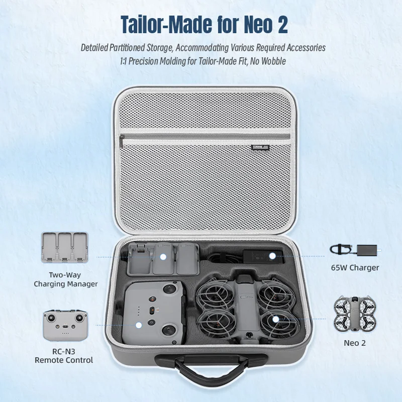 Nueva bolsa de almacenamiento para DJI NEO 2, Estuche de transporte integrado, bolso de viaje, maleta de PU con correa para el hombro, bolsa de accesorios para Dron