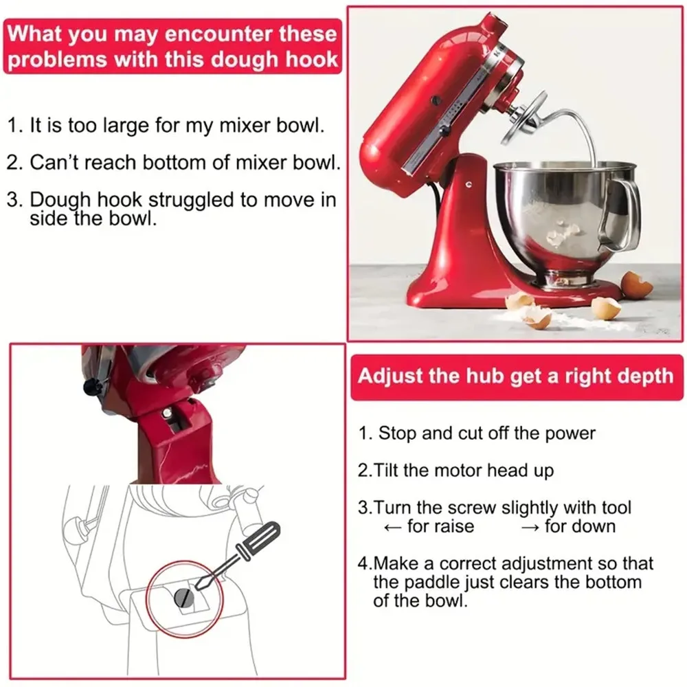 1pcs KitchenAid Cookware Accessory and Dough Stainless Steel Hook, Suitable for 4.5 and 5QT Vertical Mixer Accessories. - view 5