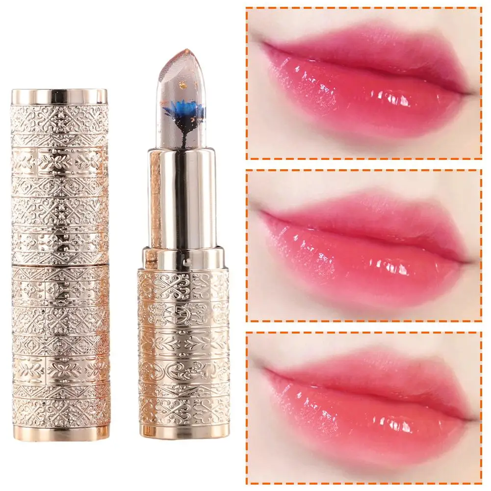 Petal Flower Lipstick 3-color Transparent Moisturizing Jelly Lip Balm Color Change Lip Gloss  Long-last Flower Lip Balm Cosmetic