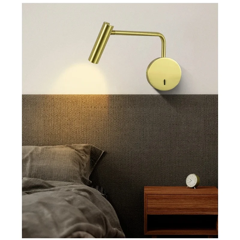 Modern Arm Wall Sconce Adjustable Rotatable LED Wall Lamp Bedside Reading Light for Bedroom Headboard Hotel Indoor Home