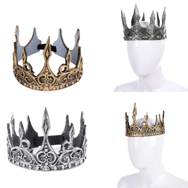 

Royal-King Crown PU Foam Crown Headband Antique Tiara-Headband-Cosplay Imperial Crown for Halloween Party-Cosplay Props