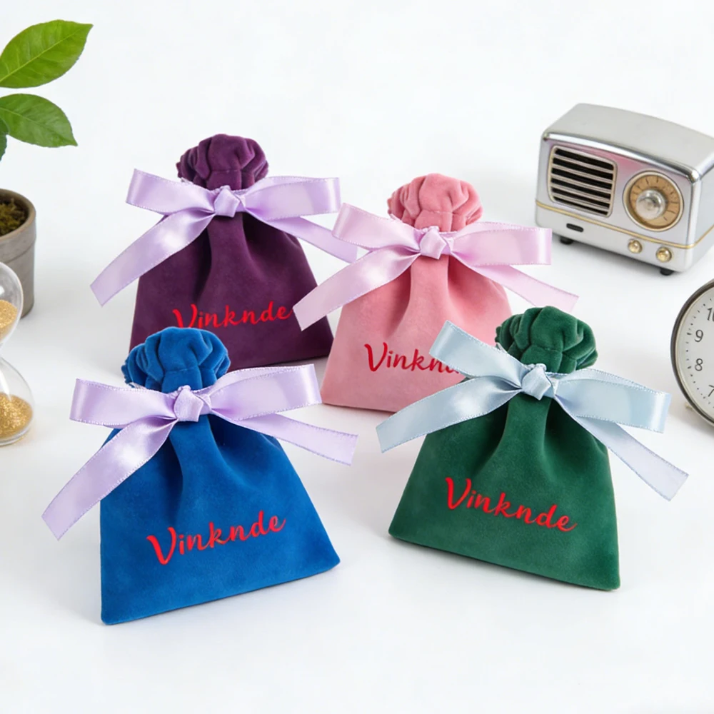 

100 шт. 7x9 см, толстые бархатные сумки для упаковки ювелирных изделий с логотипом, шикарные свадебные сувениры, подарочный пакет, косметический саше, органайзер для ювелирных изделий