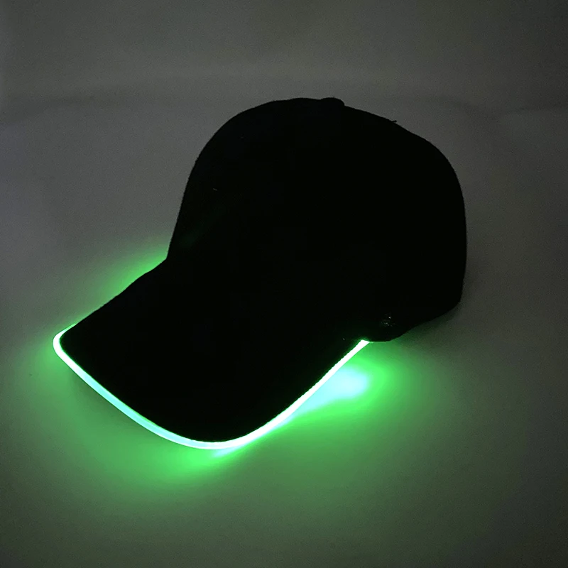 Fluor zierende LED Glasfaser Hut Neon leuchtende Baseball mütze Tanz Bar Party liefert HipHop Rap Hut Club Requisiten Kostüm – Detail 10