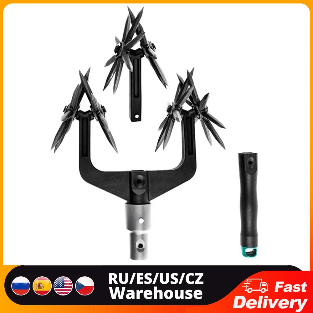 

Rotary Cultivator Tool Set Hand Held Garden Cultivator with Detachable Tines 2-In-1 Garden Soil Scarifier Reseeding Grass