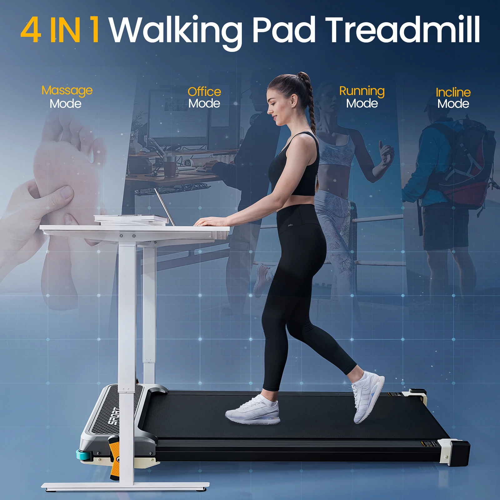 Electric Treadmill for Home Use Portable Design with LED Screen Massage Walking Pad Shows Calories-Dropshipping Cheap