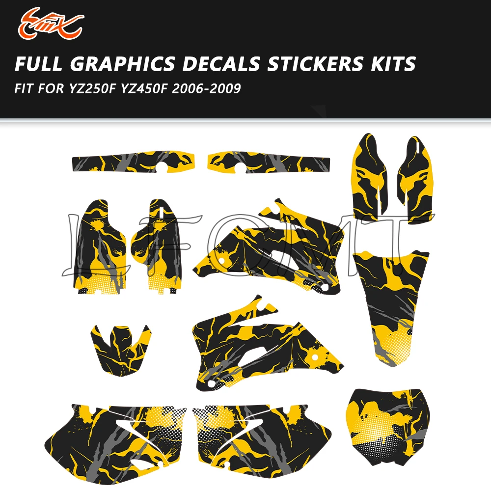 

Наклейки для мотокросса, пригодные для YAMAHA YZ250F YZ450F YZ 250F 450F YZF 250 450 2006 2007 2008 2009, графические фоновые наклейки, наклейки