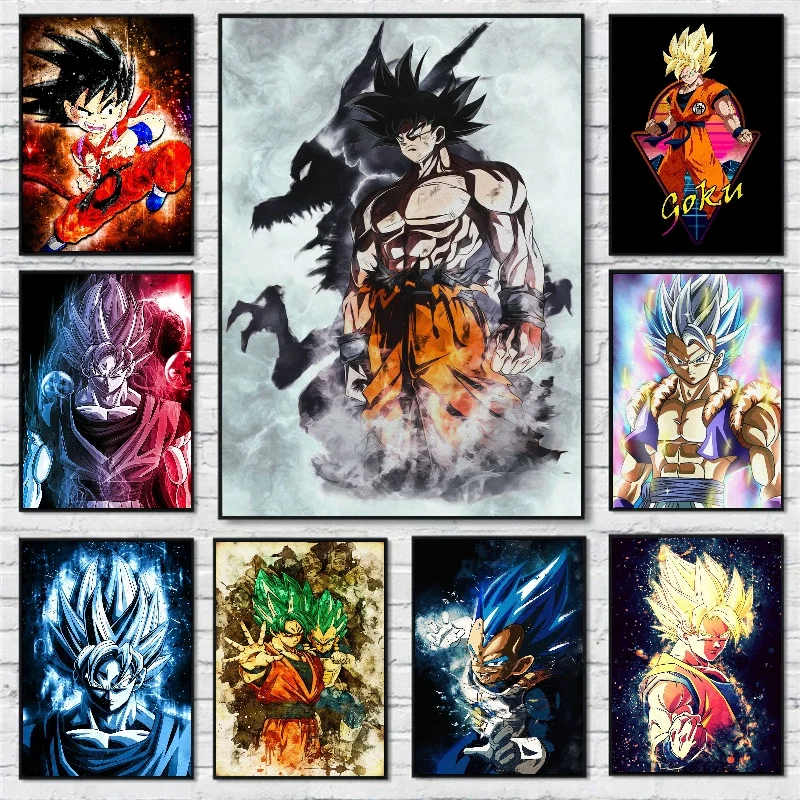 

Artwork Canvas Poster Dragon Ball Z Super Saiya Son Goku Vegeta Paintings Japanese Anime Modular Prints Wall Home Decor Gifts